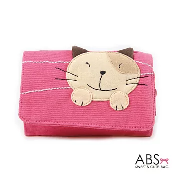 ABS貝斯貓 Simple Style複合式拼布零錢短夾 (櫻花粉) 88-031