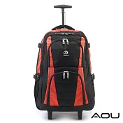 AOU微笑旅行 輕量經典款 可收納筆電 拉桿式雙肩後背包 (活力橘) 26-001