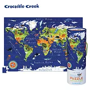 【美國Crocodile Creek】2合1海報拼圖系列-世界地圖