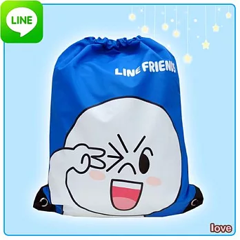 【LINE FRIENDS】㊣版授權 俏麗束口後背袋(四款)藍色