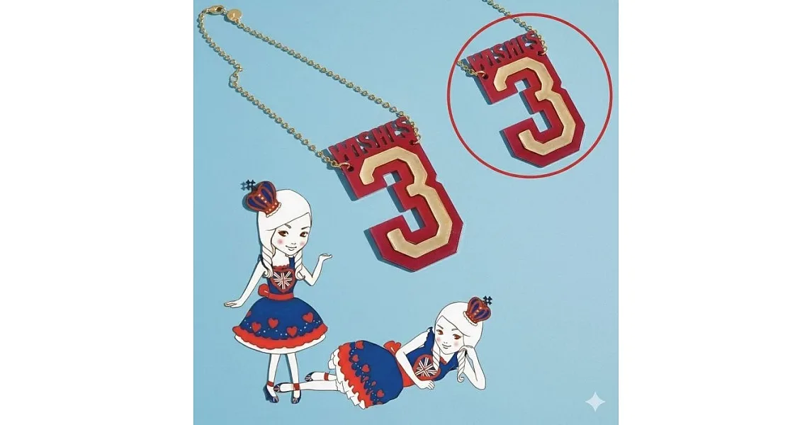 【Anna Lou OF LONDON】倫敦品牌 3 WISHES桃紅立體幸運數字項鍊