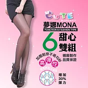 【夢娜mona】耐勾四口全彈-粉膚彈性時尚褲襪-6雙入                              黑色