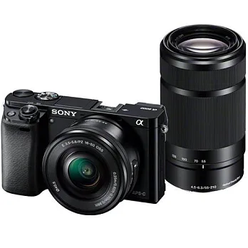 【SONY】 ILCE-6000Y 望遠雙鏡組(公司貨)+SD32GC10+專用電池X2+清潔組+小腳架+讀卡機+保護貼+保護鏡X2+專用包+專用遙控器-
