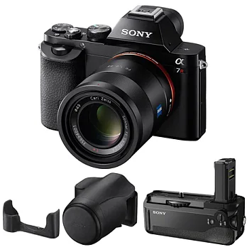 (公司貨)SONY A7R+55mm F1.8 ZA卡爾蔡司定焦鏡+VG-C1EM垂直手把+LCS-ELCA專用相機包超值組