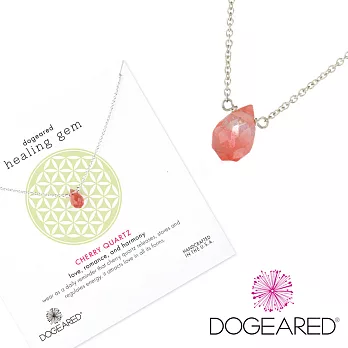 【Dogeared】美國品牌Healing Gem祈願誕生石925純銀項鍊~櫻桃粉水晶 16英吋