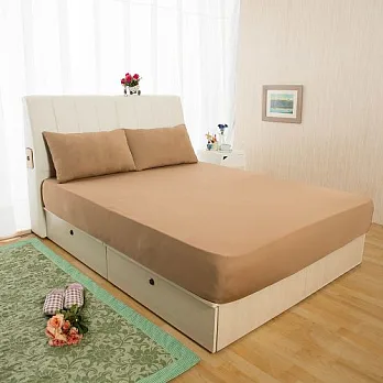 【Homebeauty】清涼一夏涼感床包組含枕套-單人清爽棕