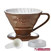 Tiamo V02 陶瓷雙色濾杯組(螺旋)(咖啡色) 附滴水盤 量匙 HG5544BR