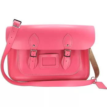 【The Leather Satchel Co.】14吋 英國手工牛皮劍橋包 肩背 側背手拿包 精湛工藝 新款磁釦設計方便開啟(寶貝粉)