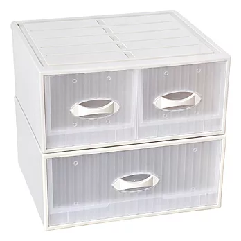 【nicegoods 好東西】亞米單層抽屜整理箱 2入(單抽+雙抽)白