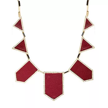 House of Harlow 1960 鑲鑽 紅皮革 三角幾何 金色造型項鍊 附原廠包裝