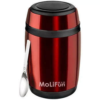 MoliFun魔力坊 不鏽鋼真空保鮮保溫罐/燜燒罐/食物罐550ml-寶石紅