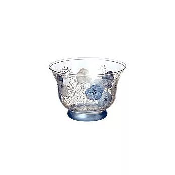 Madiggan手工彩繪玻璃鬱金香蠟燭漂浮碗-寶藍色