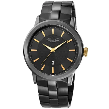Kenneth Cole 紐約之心不鏽鋼時尚腕錶-黑/46mm