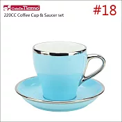 Tiamo 18號鬱金香陶瓷杯盤組(白金)(粉藍)220cc (HG0844BB)