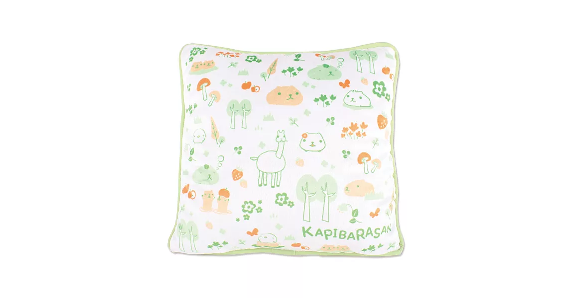kapibarasan 水豚君北歐系列絨毛抱枕。綠色