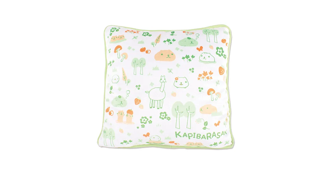 kapibarasan 水豚君北歐系列絨毛抱枕。綠色