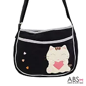 ABS貝斯貓 Love Cat 拼布多隔層小肩背包 側背包 (個性黑) 88-125