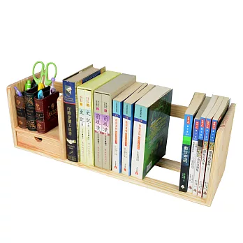 【LIFECODE】極簡風松木桌上型書架(單抽屜)