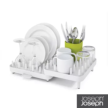 Joseph Joseph 可調式碗盤瀝水架三件組(白綠)-85034