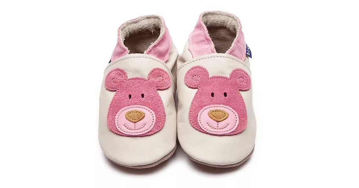 英國製Inch Blue,真皮手工學步鞋禮盒,Bear-Cream/Pink(12~18M)