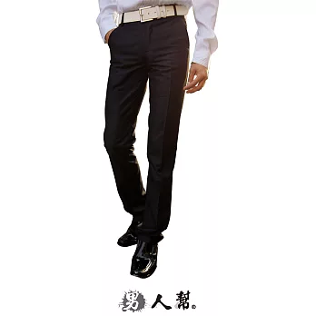 【男人幫】K0419*【韓窄花樣男子版炫黑亮澤條紋中低腰直筒西裝褲】黑色 M號