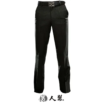 【男人幫】K0427*【皇家黑色格紋窄版中低腰直筒西裝褲】黑色M號