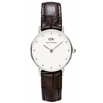 Daniel Wellington York時尚女錶-咖啡X銀框