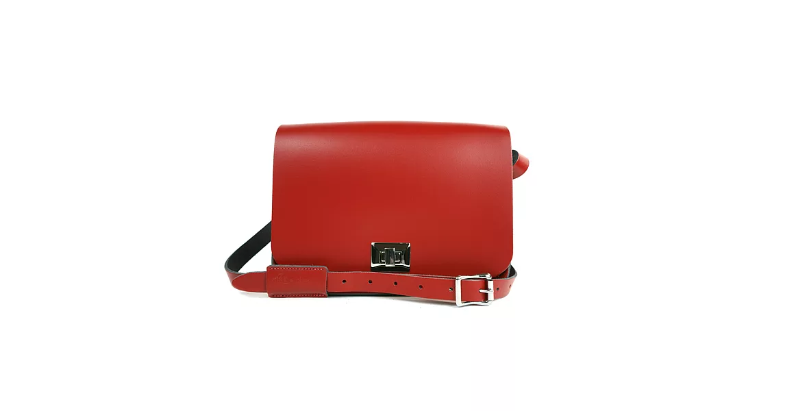 【The Leather Satchel Co.】英國原裝手工牛皮精靈包 肩背 側背手拿包 精湛工藝 轉釦設計方便開啟(心機紅)