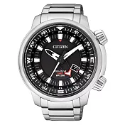 CITIZEN Eco-Drive 雙層霸氣日期顯示腕錶-黑X銀