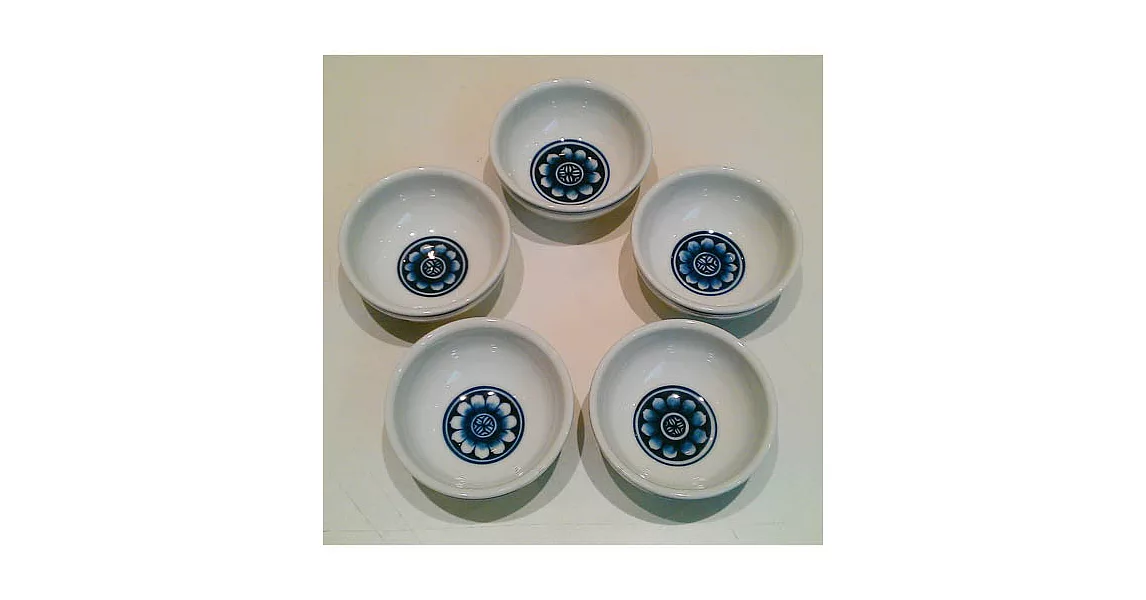 【青花皇后楊莉莉】手繪青花-普洱茶碗組(菊花)(五入)