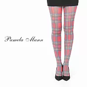 『摩達客』英國進口義大利製【Pamela Mann】紅綠方格紋印花彈性褲襪        Free SIZE
