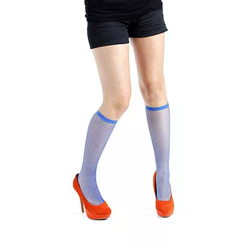 英國進口義大利製【Pamela Mann】藍色細格紋及膝高筒襪                              Free SIZE