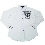 『摩達客』美國進口潮時尚設計【Victorious】花紋刺繡白色長袖襯衫A-S
