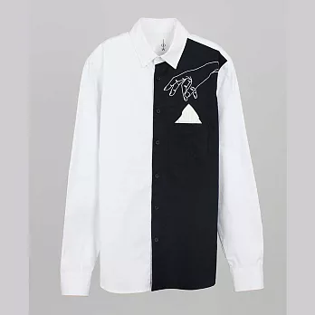 【摩達客】韓國進口EXO合作設計品牌DBSW Pickpocket 黑白時尚純棉男士修身長袖襯衫XL趴手