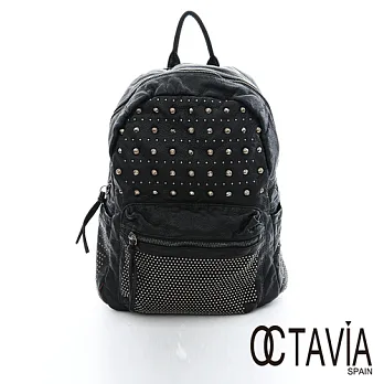 OCTAVIA 8- COOL GIRL系列 大圓小圓鉚釘水洗皮後背包 - 星河黑星河黑