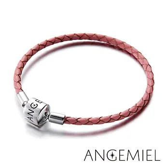 Angemiel安婕米 純銀珠飾 義大利皮革手環(粉紅)19cm