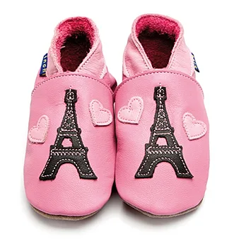 英國製Inch Blue,真皮手工學步鞋禮盒,Eiffel Tower-Rose Pink(6~12M)