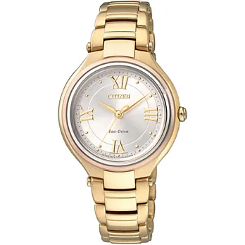 CITIZEN Eco-Drive 閃耀世紀之秀時尚優質腕錶-金-FE2043-52A