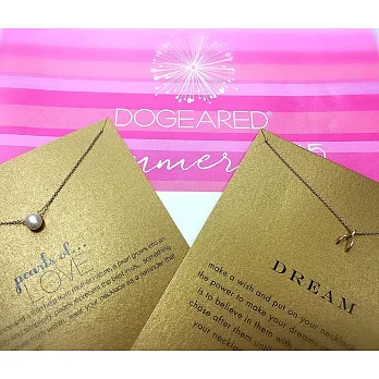 Dogeared 美國品牌祈願系列 許願骨WISHBONE白色珍珠 金色項鍊套組 母親節特惠價