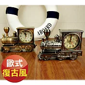 歐式仿古復古 火車頭造型鬧鐘 時鐘(機芯底色採隨機出貨)兩色可選 古銅金