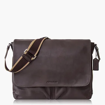 【COACH 男仕品味】皮革 / 側肩 / 斜肩 / 多功能包_深咖