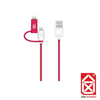 PANTONE LIGHTNING + MICRO 雙規傳輸線 MFi 認證 - 紅 (PA-CAB2-UL02)