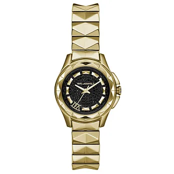 KARL LAGERFELD KARL 7系列搖滾星錐晶鑽三針腕錶-金x黑小