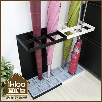 【ikloo】日式簡約傘架-長型6格鐵板-尊爵黑