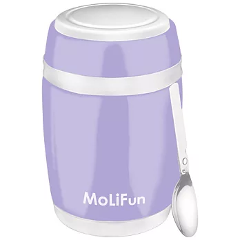 MoliFun魔力坊 不鏽鋼真空保鮮保溫燜燒食物罐480ml-微薰紫