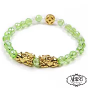 【A1寶石】錢滾錢雙貔貅-綠瑪瑙琉璃水晶手鍊-強力招財桃花旺貴人運