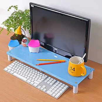 【方陣收納MatrixBox】 高質烤漆金屬桌上螢幕架/鍵盤架RET-125(4色選1入)藍色