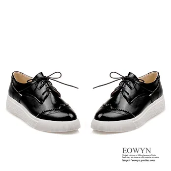 EOWYN.時尚四季新款百搭復古雕花綁帶尖頭休閒平底包鞋/牛津鞋EMD00851-66/3色/34-39碼現貨+預購黑色39