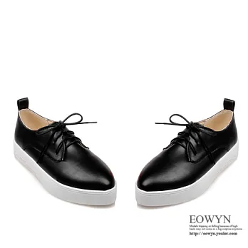 EOWYN.韓版時尚個性百搭尖頭綁帶休閒平底包鞋/紳士鞋EMD00848-64/3色/34-39碼現貨+預購黑色34