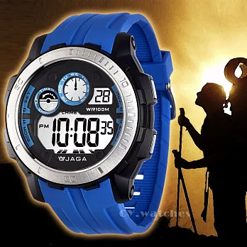 JAGA捷卡M1065 豪邁登山者-多功能防水運動電子錶(藍色)